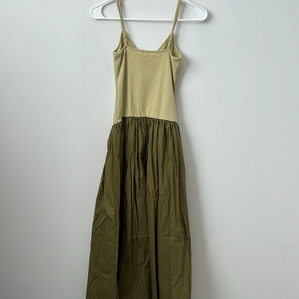 Anthropologie Maeve Sleeveless Ribbed DropWaist Poplin Twofer Midi Dress Size:XS - Picture 8 of 10